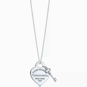 Sterling Silver Return to Tiffany Heart Tag Key Pendant Necklace